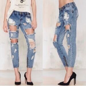 One Teaspoon Trashed Free Birds Jeans Distressed Size 28